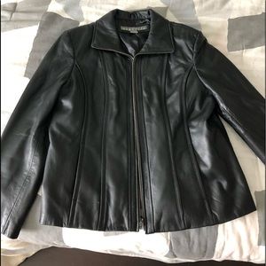 Real leather zip up jacket